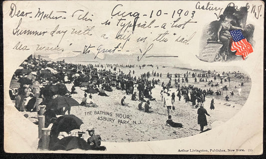 The Bathing Hour Ashbury Park, N. J. - Arthur Livingston, Publisher, New York - 1903 Beach Bathers Postcard