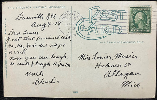 Garfield School, Danville, Illinois - Vintage 1910s School Postcard