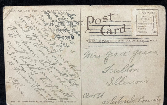 Bells of San Gabriel Mission, Los Angeles, California - Vintage Mission Postcard