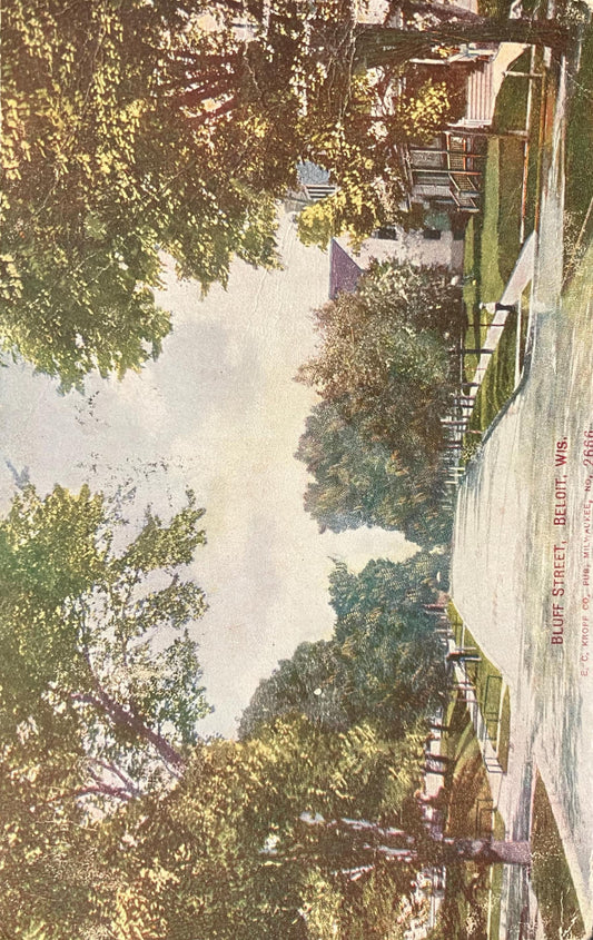 Bluff Street - Beloit, Wis. - E. C. Kropp Co. Pub. Milwaukee - 1909 Postcard