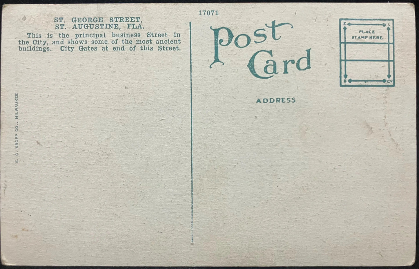 St. George Street, St. Augustine, Florida - Vintage Postcard