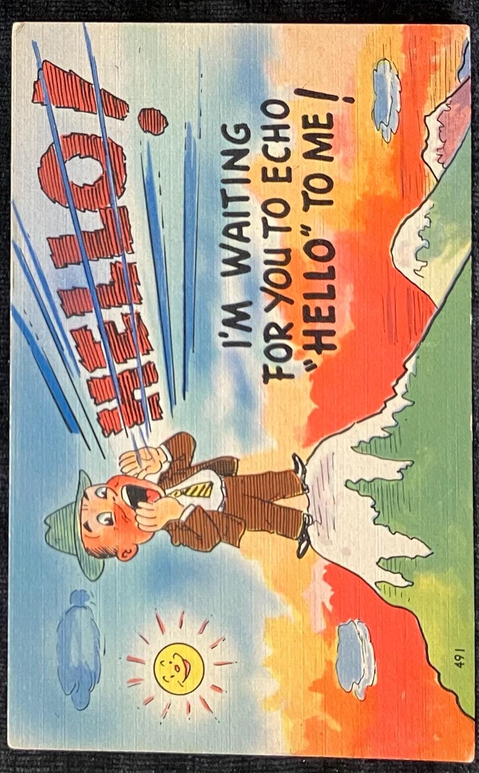 Cartoon Postcards - 1940s-50s - “I’m Waiting for you to Echo ‘Hello’ to Me!” - "It’s Time we Heard from You!" - Sold as Set of Two
