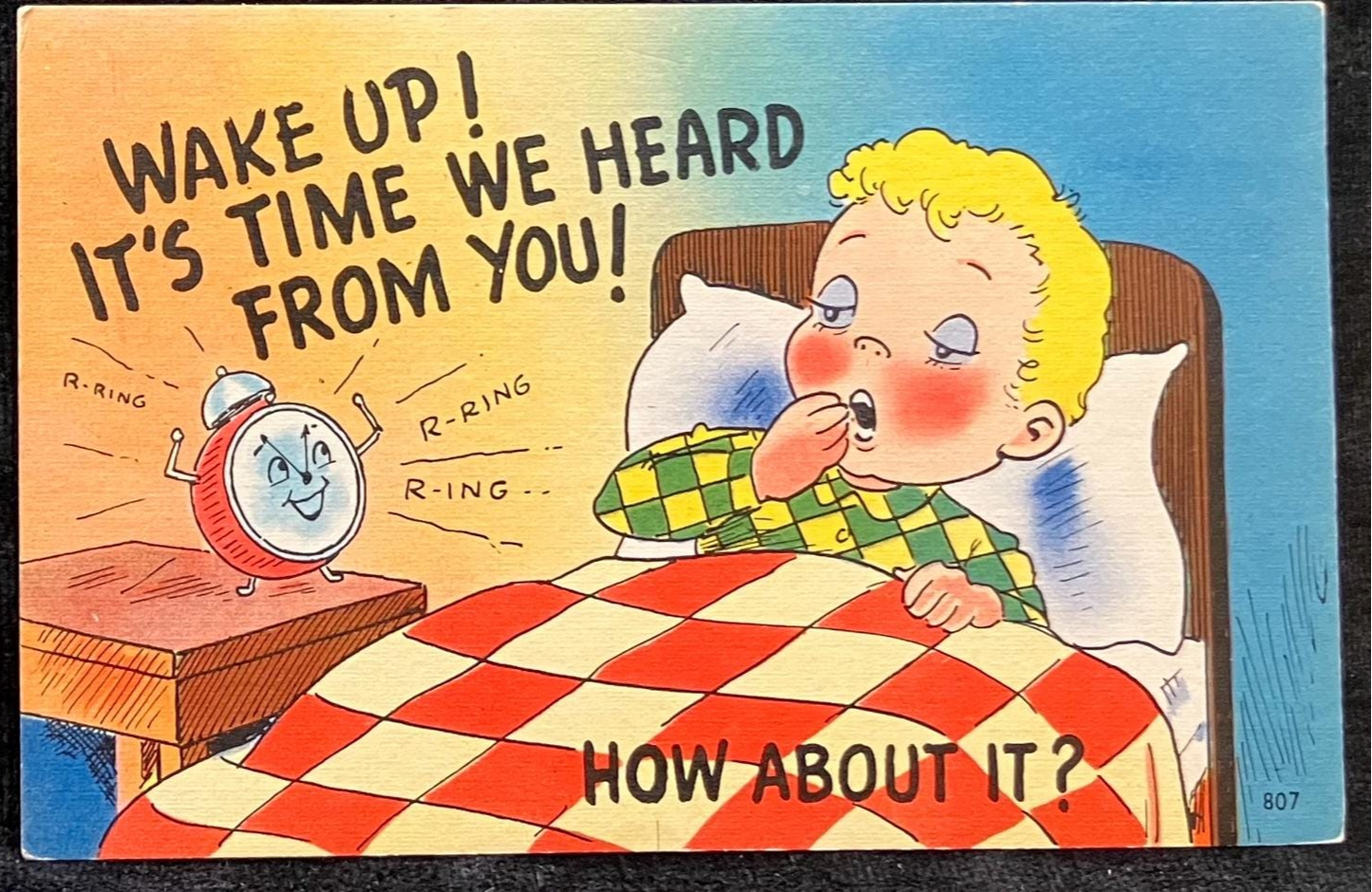 Cartoon Postcards - 1940s-50s - “I’m Waiting for you to Echo ‘Hello’ to Me!” - "It’s Time we Heard from You!" - Sold as Set of Two