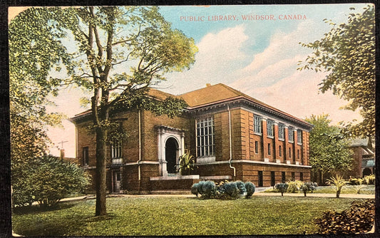 Public Library - Windsor, Canada - Printed in Germany - 1920 Postcard