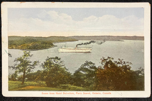 Scene from Hotel Belvedere - Parry Sound, Ontario, Canada - Printed in Germany - Vintage Canadian Postcard