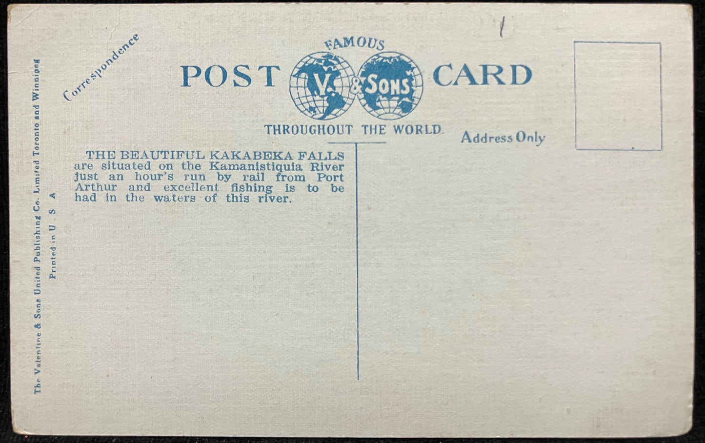 Kakabeka Falls - Fort William, Ontario, Canada - 1930 Waterfall Postcard