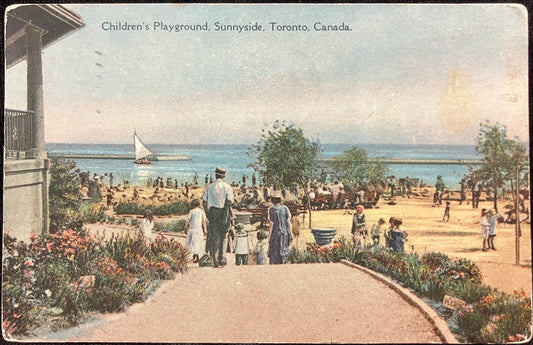 Children’s Playground - Sunnyside, Toronto, Canada - Made in Canada - 1930 Postcard