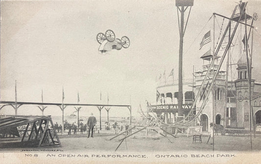 RPPC - An Open Air Performance - Ontario Beach Park - Canada - Black and White Postcard