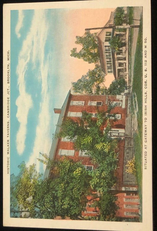 Historic Walker Taverns, Cambridge JCT., Brooklyn, Mich. Vintage Postcard