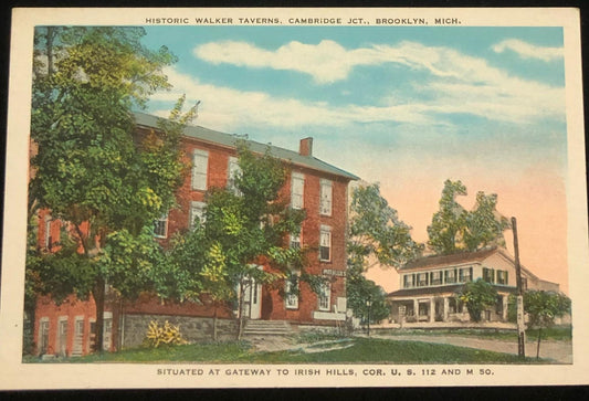 Historic Walker Taverns, Cambridge JCT., Brooklyn, Mich. Vintage Postcard