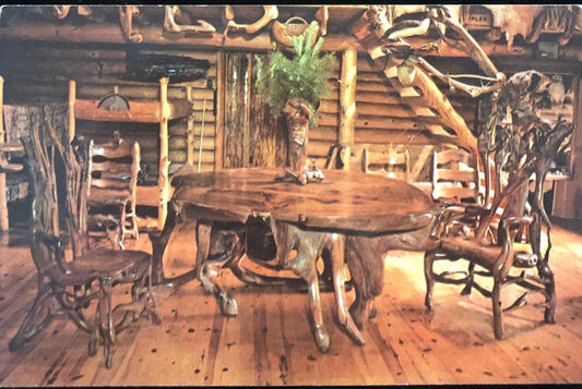 Shrine of the Pines Table and Chairs view Baldwin, Michigan Vintage Postcard