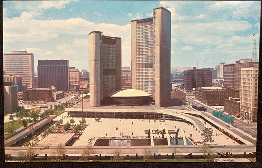 Toronto Skyline with City Hall and Nathan Philips Square - Canada - Made in Canada - Vintage International Postcard