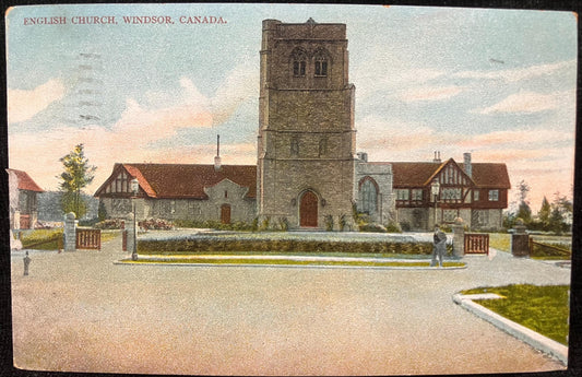 English Church - Windsor. Onterio, Canada - Printed in Canada - 1909 Postcard