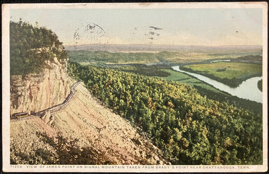 View of James Point on Signal Mountain Taken from Brady’s Point Near Chattanooga, Tennessee - Vintage Postcard