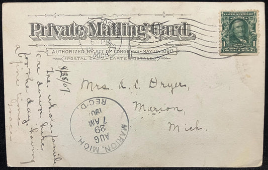 A Strike on the St. Joseph River, Michigan - Vintage Fishing Postcard
