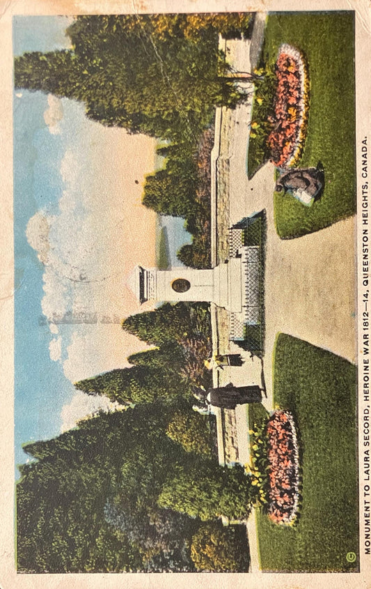 Monument to Laura Secord - Heroine War 1812-14 - Queenston Heights, Canada - Vintage Postcard