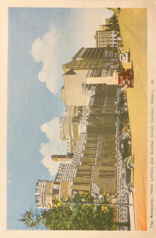 The Armouries - Hotel London and Dundas Street - London, Ontario, Canada - 1920s Postcard