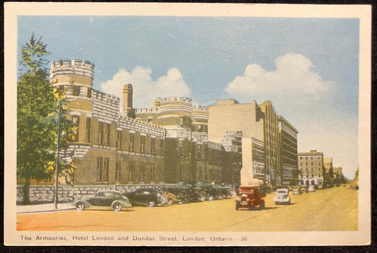 The Armouries - Hotel London and Dundas Street - London, Ontario, Canada - 1920s Postcard