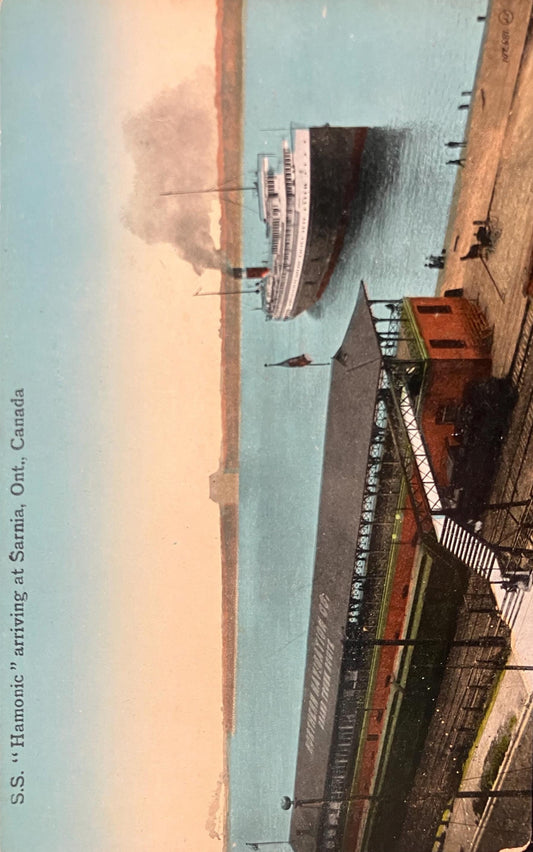 S. S."Harmonic" - Sarnia, Ontario, Canada -Printed in Great Britain - 1910 Postcard