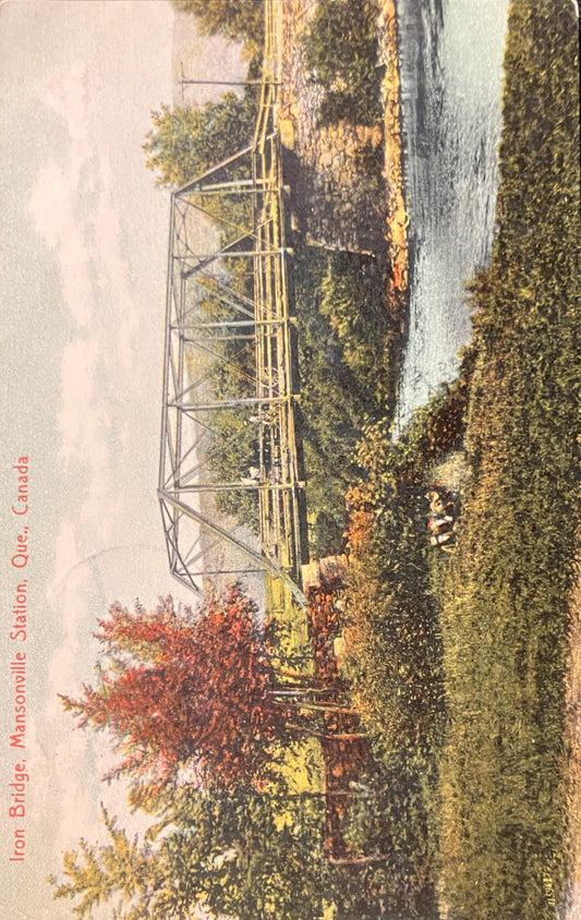 Iron Bridge - Mansonville Station, Que., Canada - Made in Germany - 1909 Postcard