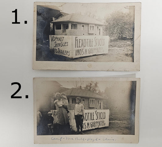 RPPC - Advertising Postcards -  Amos M. Carpenter - Asphalt Shingles - Auto Trailer Postcard