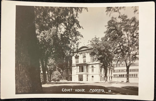 RPPC - Court House - Modesto, California - 1930s New Court Building