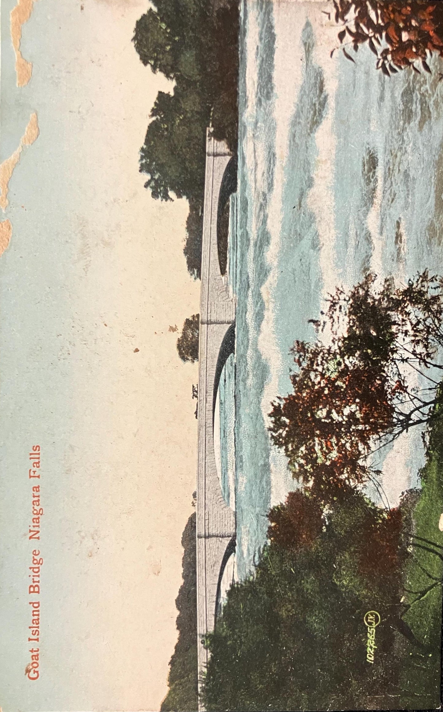 Goat Island Bridge -  Goat Island, Niagara Falls Park, New York - Printed in Great Britain - Vintage Bridge Postcard