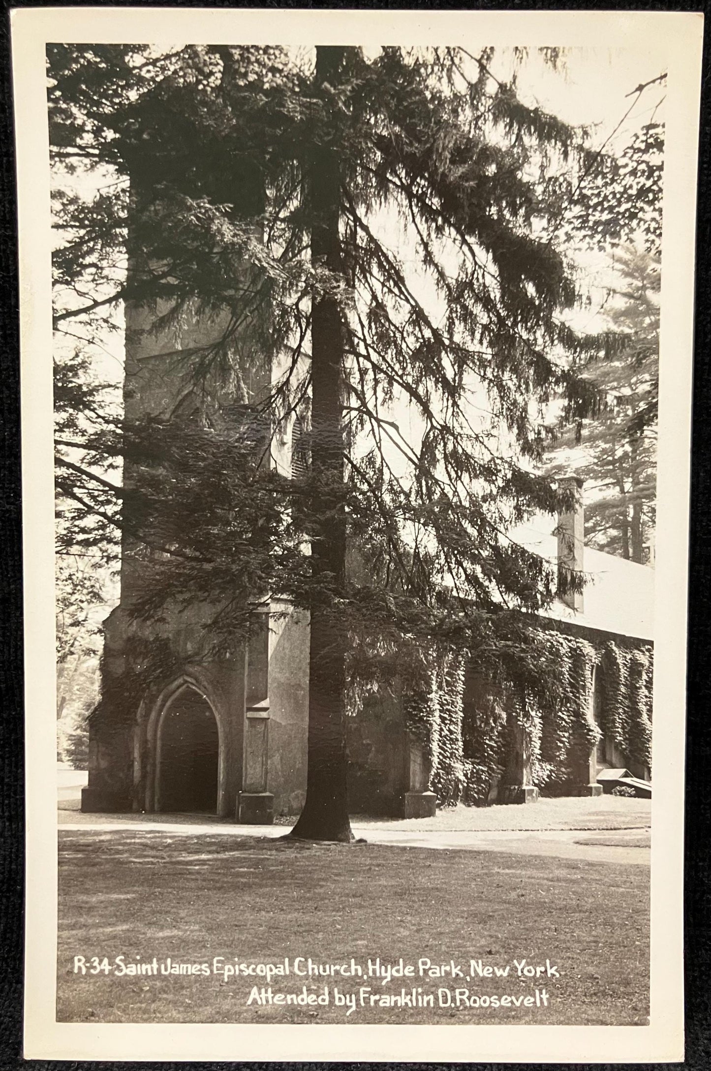 RPPC - Saint James Episcopal Church, Hyde Park, New York - Attended by Franklin D. Roosevelt. Beautiful Stone Church in Hyde Park