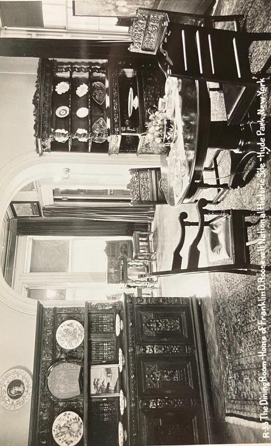 RPPC - The Dining Room - Home of Franklin D. Roosevelt National Historic Site - Hyde Park, New York - Real Photo presidential Series