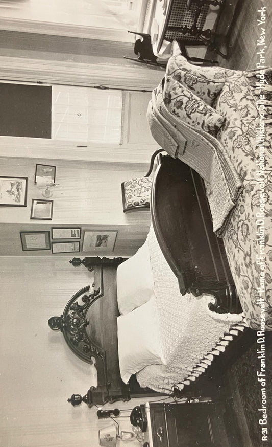 RPPC - Bedroom of Franklin D. Roosevelt - Home of Franklin D. Roosevelt National Historic Site - Hyde Park, New York - Real Photo Post Card