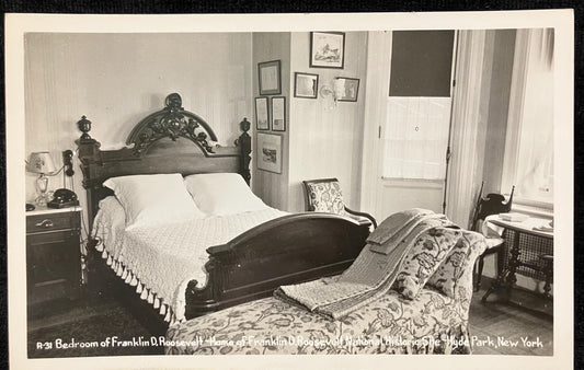 RPPC - Bedroom of Franklin D. Roosevelt - Home of Franklin D. Roosevelt National Historic Site - Hyde Park, New York - Real Photo Post Card