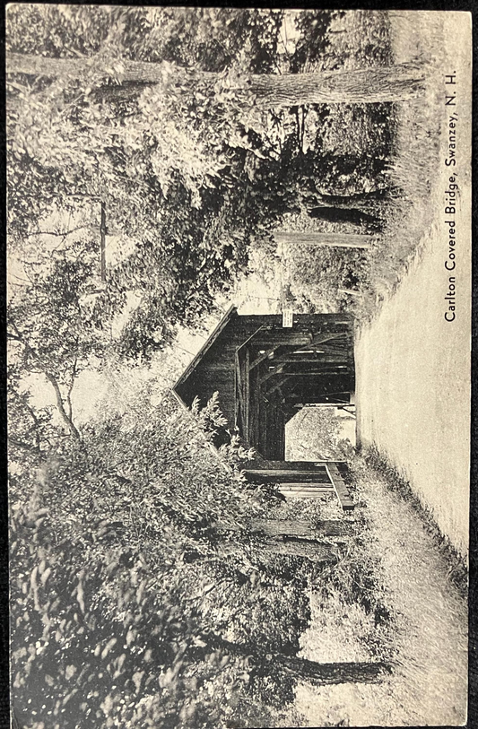 Carlton Covered Bridge, Swanzey, N.H. - Vintage 1925 Covered Bridge Postcard