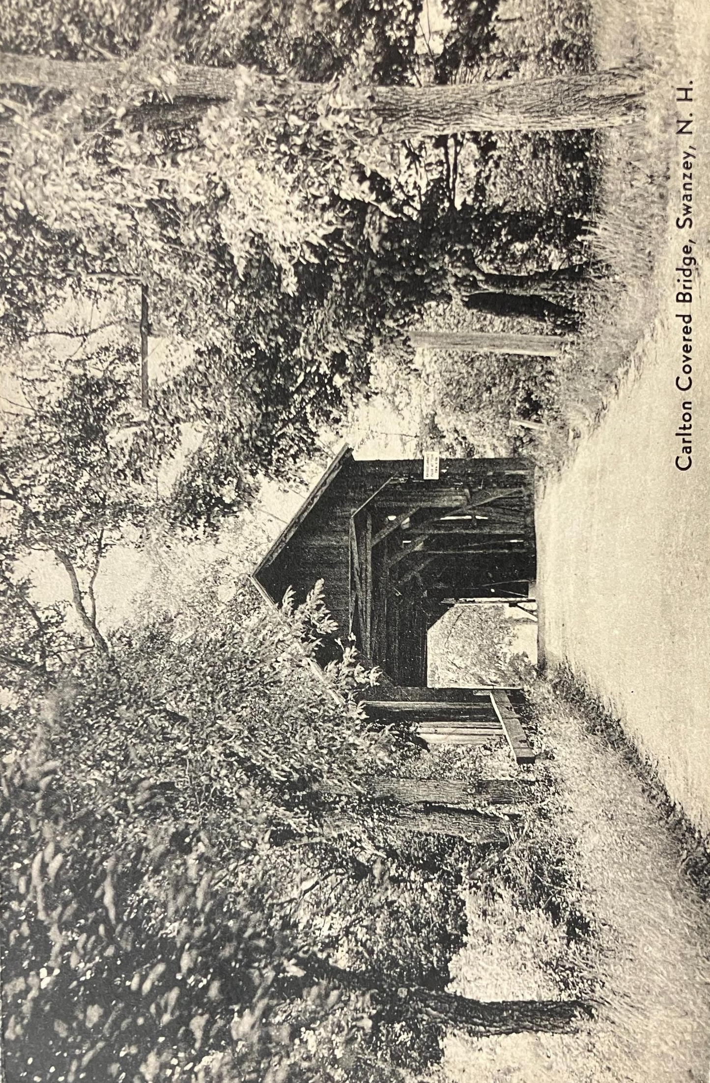 Carlton Covered Bridge, Swanzey, N.H. - Vintage 1925 Covered Bridge Postcard
