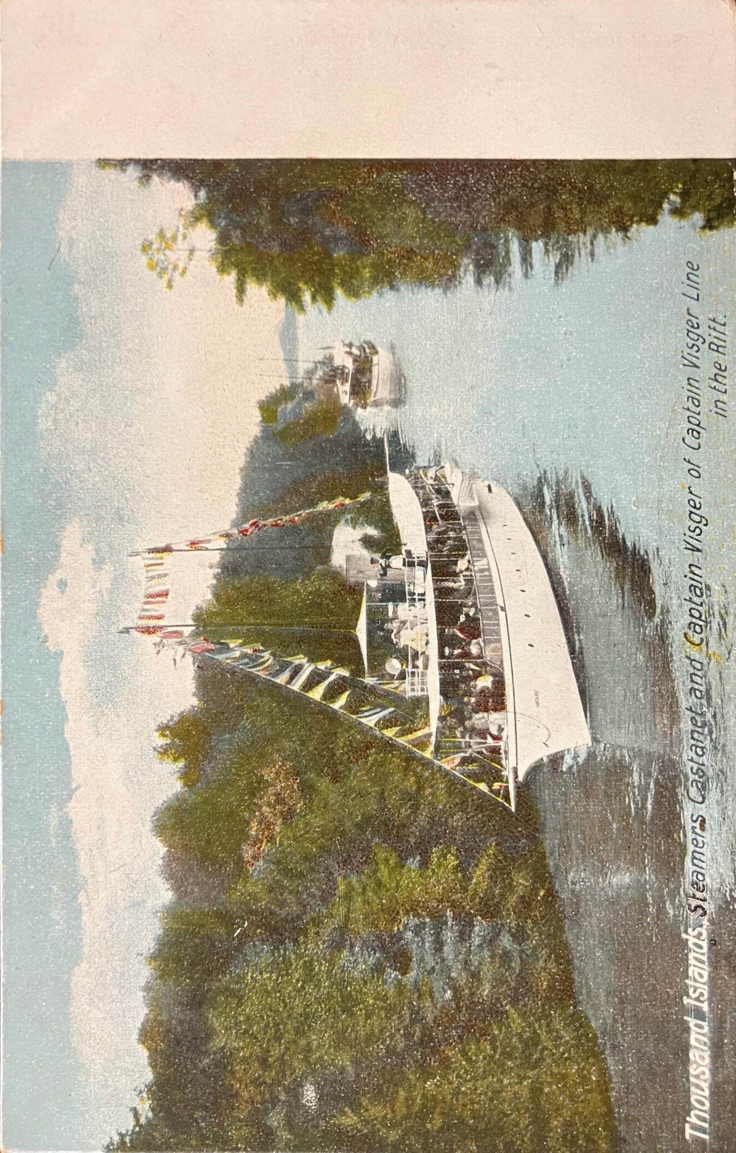 Thousand Islands - Steamers and Captain Visger of Captain Visger Line in the Rift - Ontario, Canada - 1902 Steam Boat Postcard