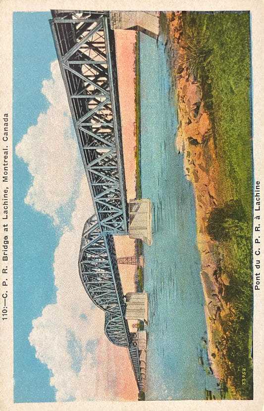 C. P. R. Bridge - Lachine, Montreal, Canada. - Pont du c. p. r. á Lachine - Vintage Railway Bridge Postcard
