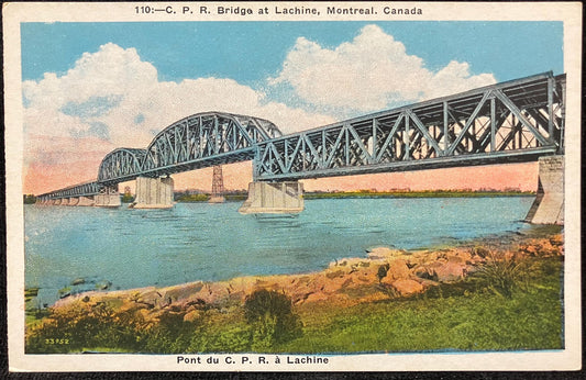 C. P. R. Bridge - Lachine, Montreal, Canada. - Pont du c. p. r. á Lachine - Vintage Railway Bridge Postcard