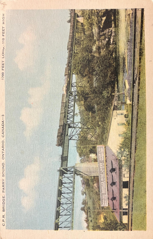 C. P. R. Bridge - Parry Sound. Ontario, Canada - International Postcard