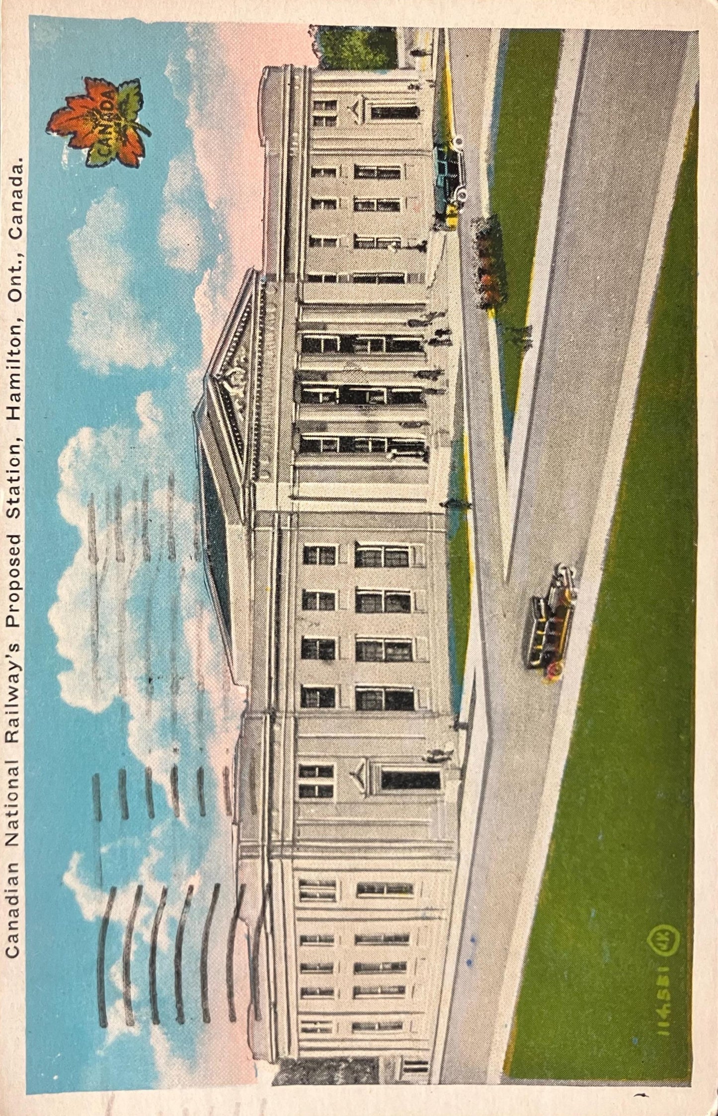 Canadian National Railway’s Proposed Station - Hamilton, Ont., Canada - Printed in Canada - 1930 Railway Postcard