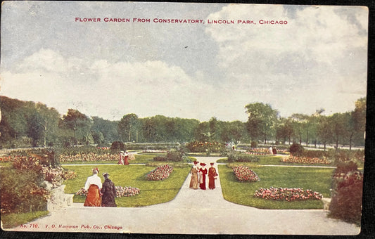 Flower Garden from Conservatory - Lincoln Park, Chicago - V. O. Hammon, Pub Co., Chicago -  1908 Postcard