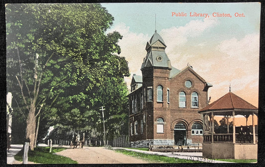 Public Library - Clinton, Ont., Canada - Printed in Great Britain - 1908 International Postcard