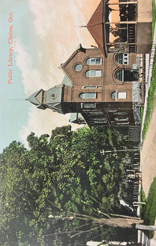 Public Library - Clinton, Ont., Canada - Printed in Great Britain - 1908 International Postcard
