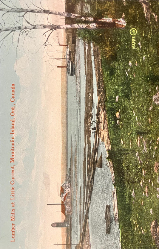 Lumber Mills at Little Current - Manitoulin Island, Ont., Canada - Printed in Great Britain - International Postcard