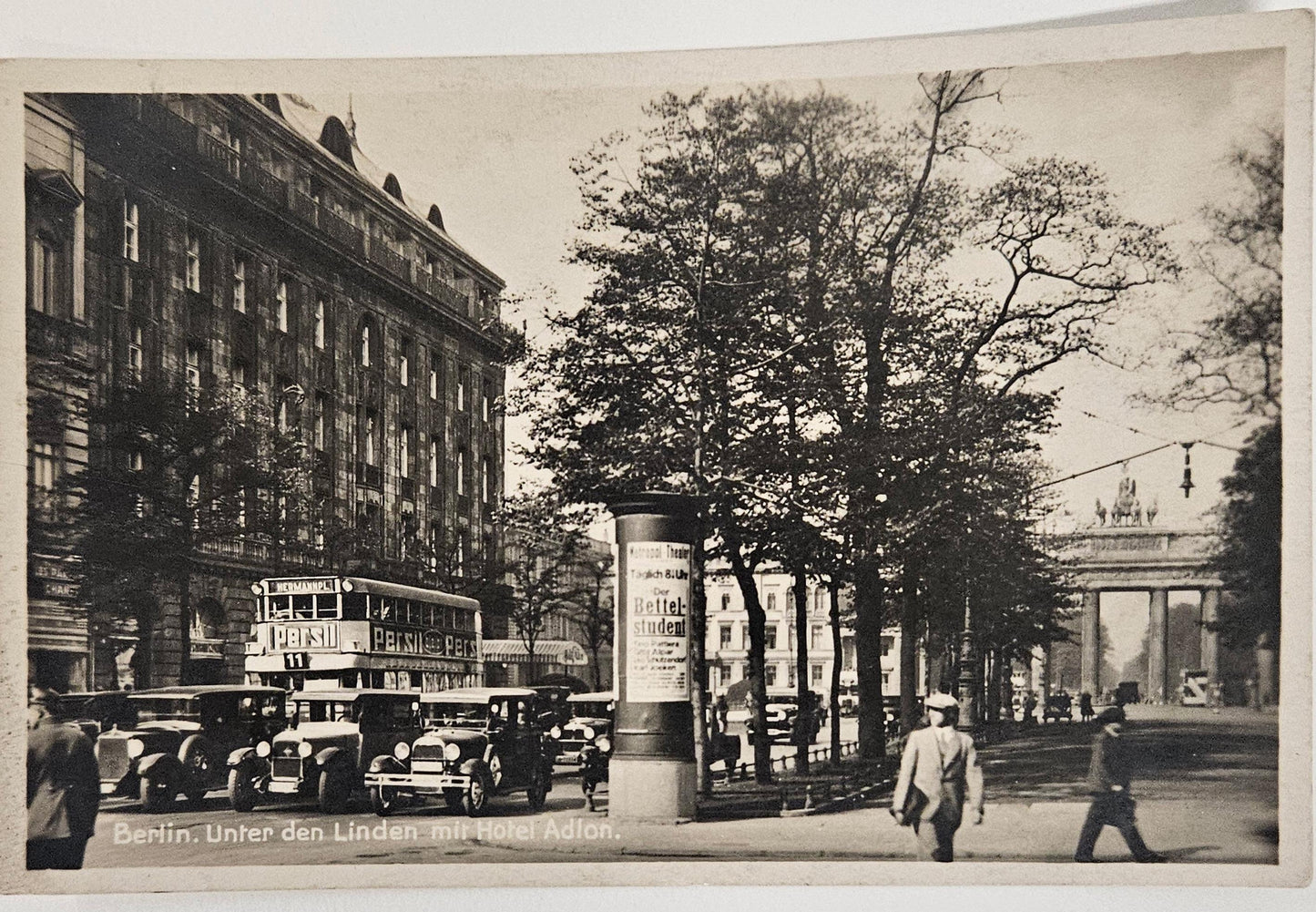 RPPC - 1941 Berlin Germany Ansichtskarte Unter Den Linden Mit Hotel Adlon - Before Bombing in 1943 - Badly Damaged - Burned down in 1946