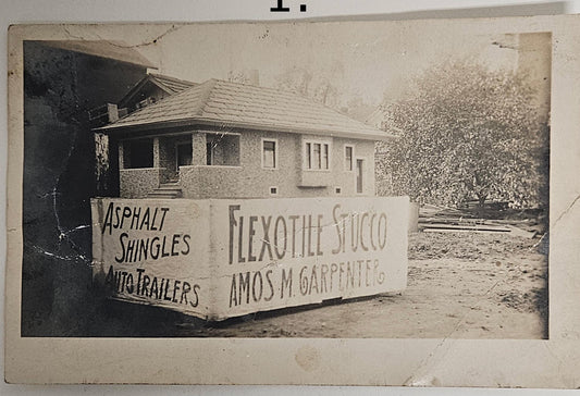 RPPC - Advertising Postcards -  Amos M. Carpenter - Asphalt Shingles - Auto Trailer Postcard