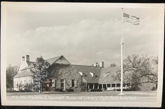 RPPC - The Franklin D. Roosevelt Memorial Library - Hyde Park, New York - America's First Presidential Library - Dedicated June 30, 1941 - Pre 1906 Vintage Postcard
