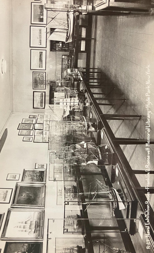 RPPC - Naval Exhibition Room - Franklin D. Roosevelt Memorial Library - Hyde Park, New York - Black and White Photo Series