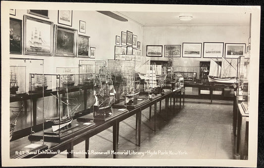 RPPC - Naval Exhibition Room - Franklin D. Roosevelt Memorial Library - Hyde Park, New York - Black and White Photo Series