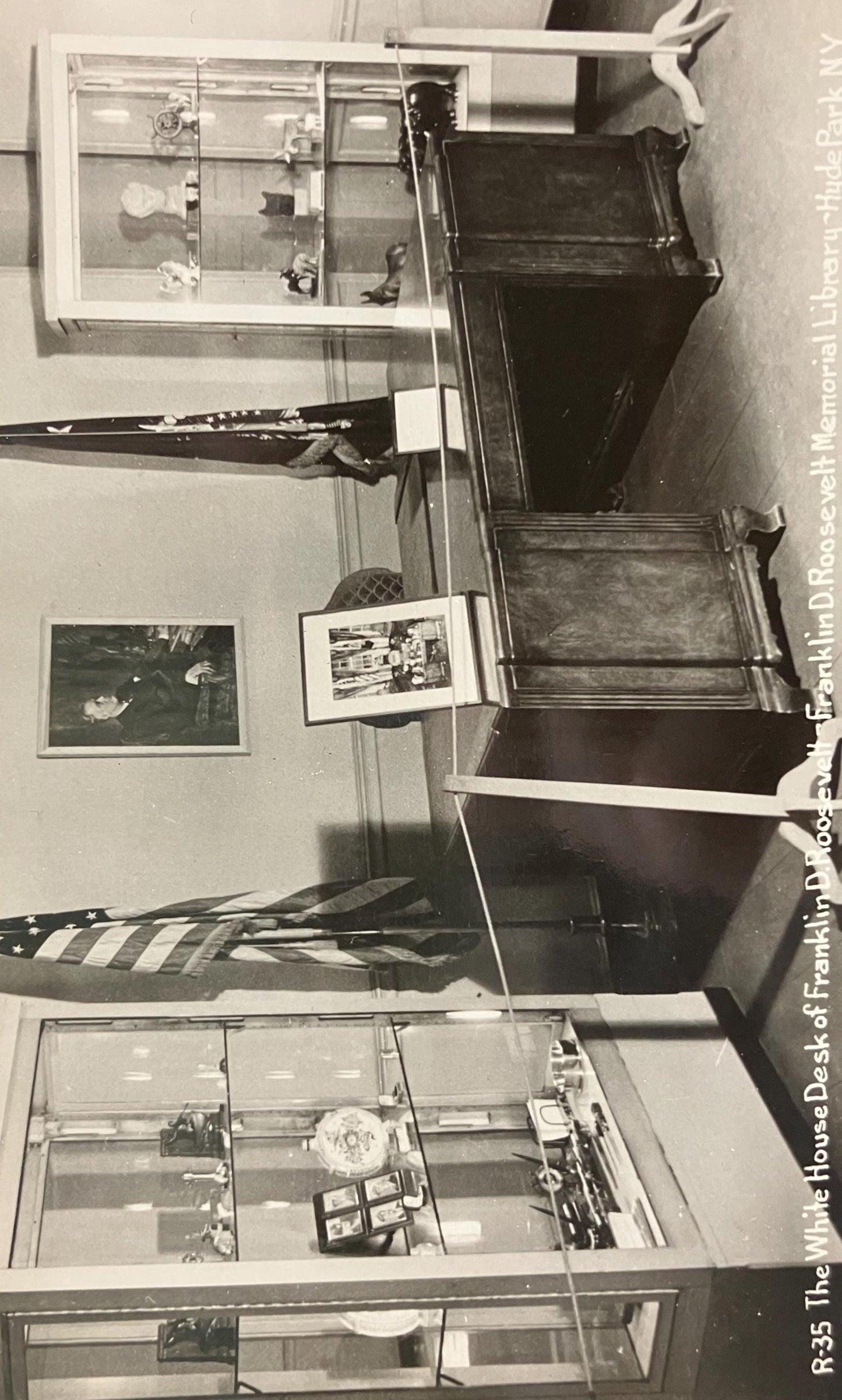 RPPC - The White House Desk of Franklin D. Roosevelt at the Franklin D. Roosevelt Memorial Library in Hyde Park, New York - Real Photo series