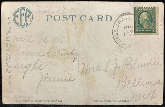 View from Thousand Island House Grounds, Alexandria Bay, Thousand Islands, New York - Vintage Postca