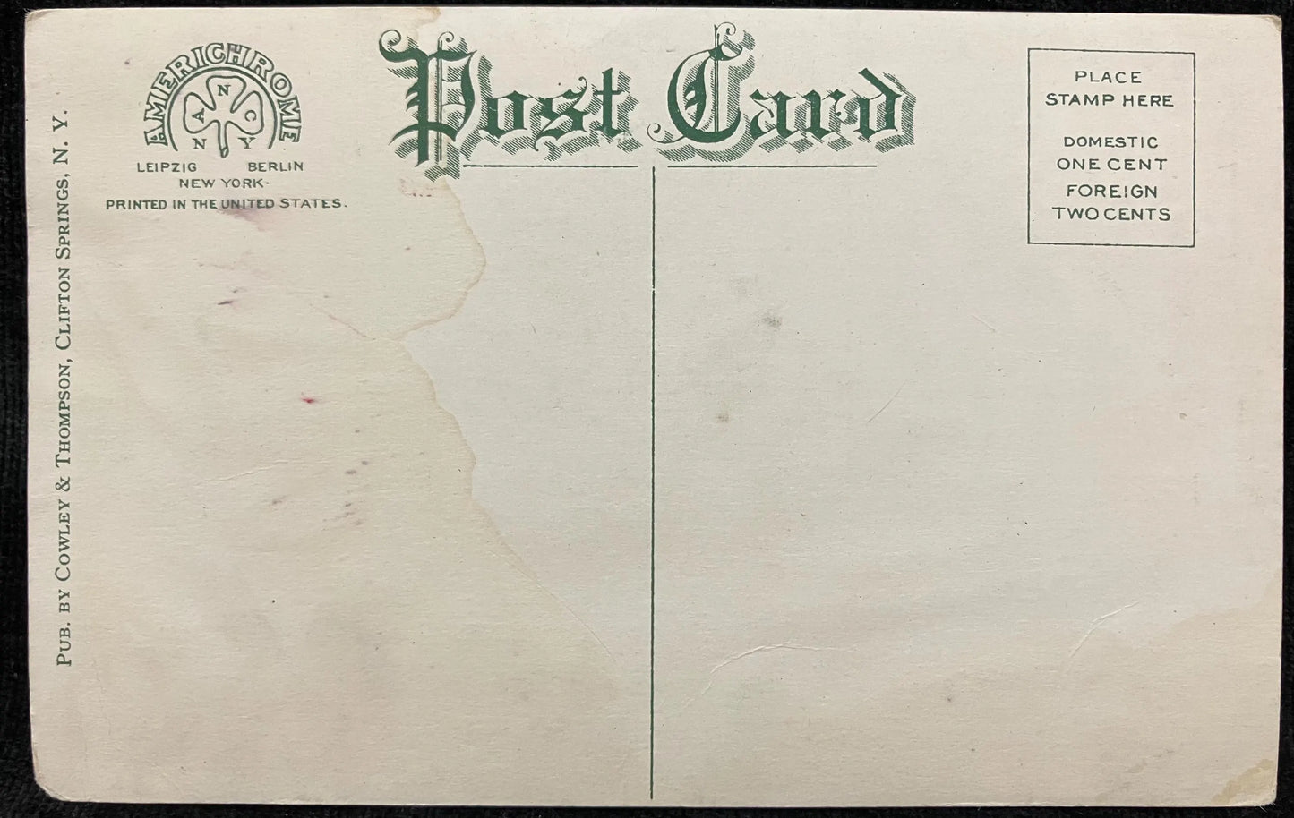 Brook in Back Park, Clifton Springs, New York - Vintage Park Postcard